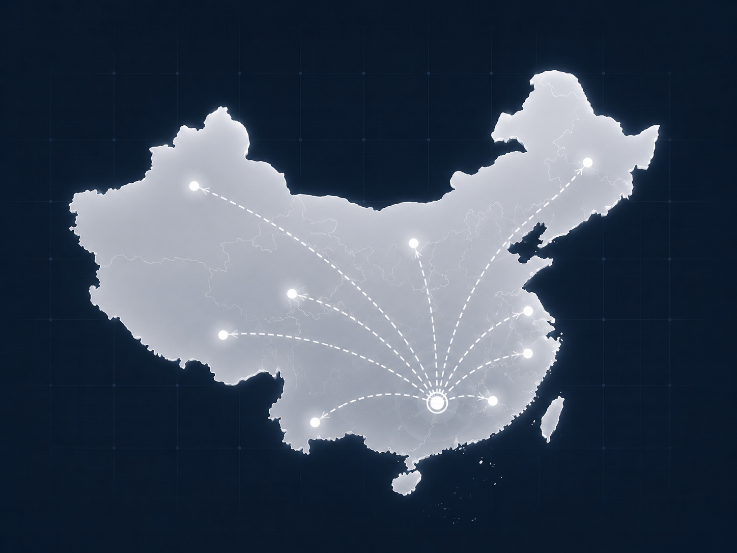 中国地图上的国内仓配发货线路